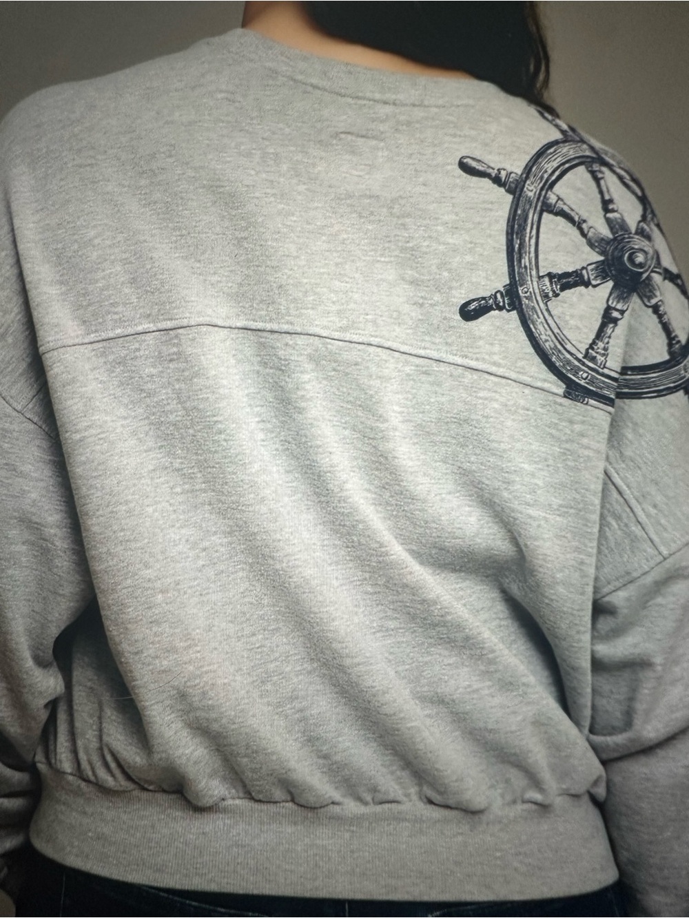 New with Tag! Anthropologie Maeve Gray Nautical Puff Sleeve Sweatshirt sz XL - Picture 7 of 10